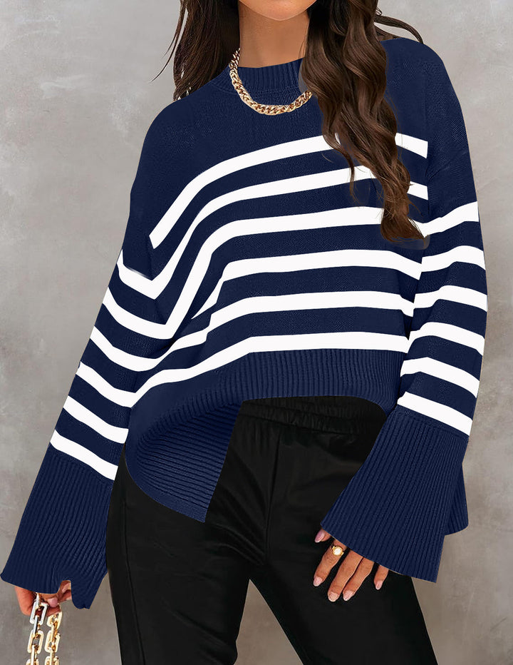 Pravina | Speelse en luchtige Gestreepte Trui-Blazers & Vesten-Calora-Donkerblauw-S-Calora