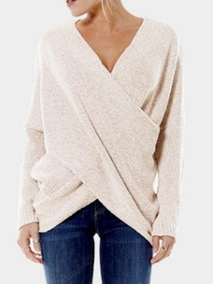 Pravina | Trui met schuine zoom-Blazers & Vesten-Calora-Beige-S-Calora