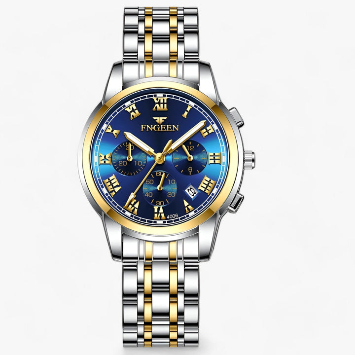 Précise | Roestvrijstalen Ronde horloge-Horloges-Calora-Zilver Blauw-Calora
