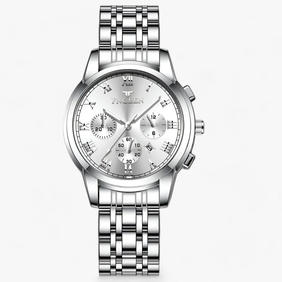 Précise | Roestvrijstalen Ronde horloge-Horloges-Calora-Zilver Blauw-Calora