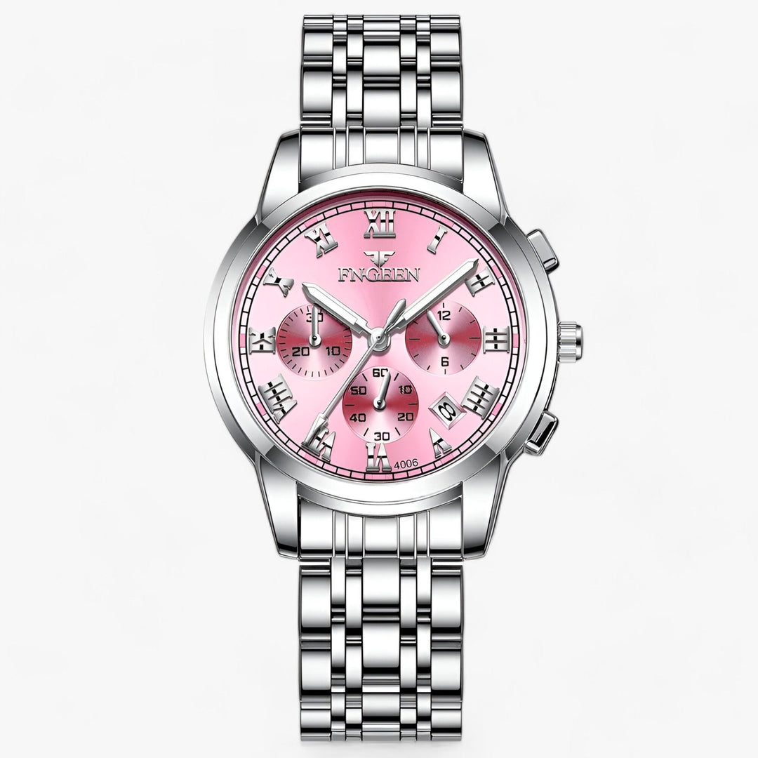 Précise | Roestvrijstalen Ronde horloge-Horloges-Calora-Zilver roze-Calora