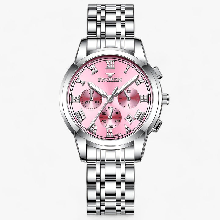 Précise | Roestvrijstalen Ronde horloge-Horloges-Calora-Zilver roze-Calora