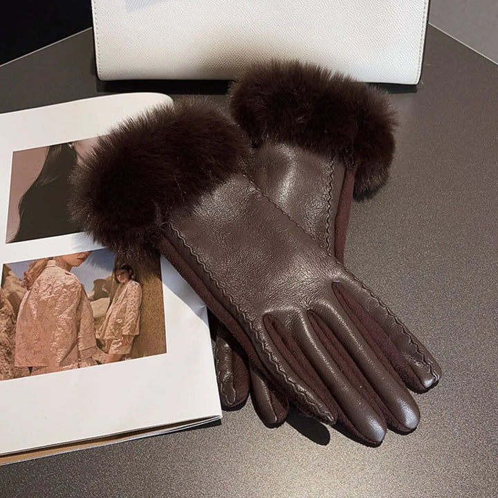 Premium Dames PU Faux Leren Handschoenen-Handtassen-Calora-Bruin-Calora