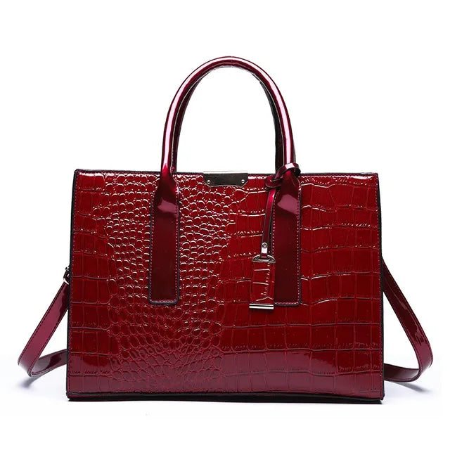 Premium Dameshandtas met Krokodillenprint-Handtassen-Calora-Wijn rood-Calora