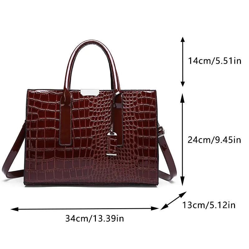 Premium Dameshandtas met Krokodillenprint-Handtassen-Calora-Zwart-Calora