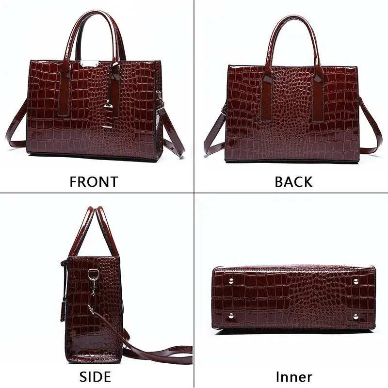 Premium Dameshandtas met Krokodillenprint-Handtassen-Calora-Zwart-Calora