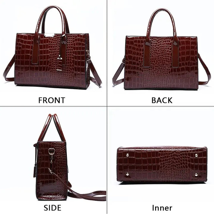 Premium Dameshandtas met Krokodillenprint-Handtassen-Calora-Zwart-Calora