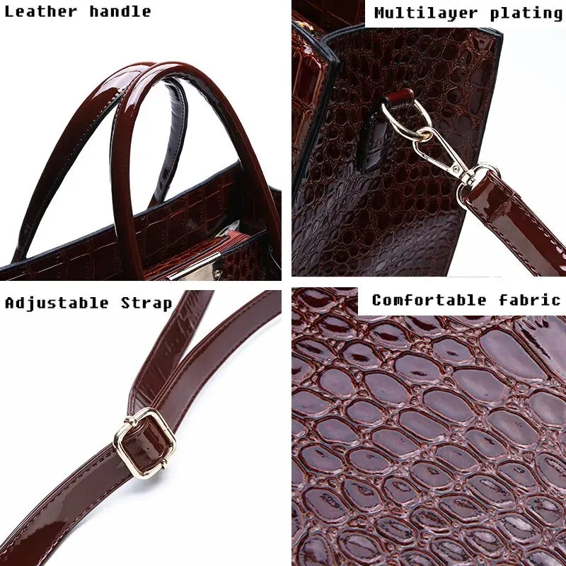 Premium Dameshandtas met Krokodillenprint-Handtassen-Calora-Zwart-Calora