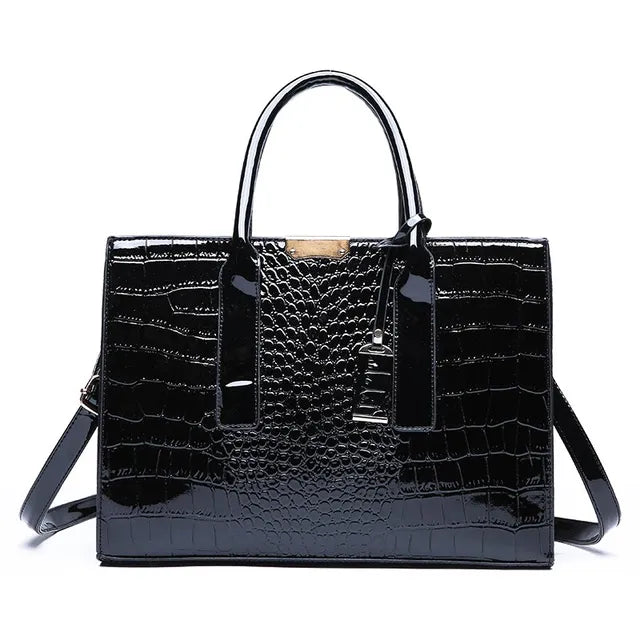 Premium Dameshandtas met Krokodillenprint-Handtassen-Calora-Zwart-Calora