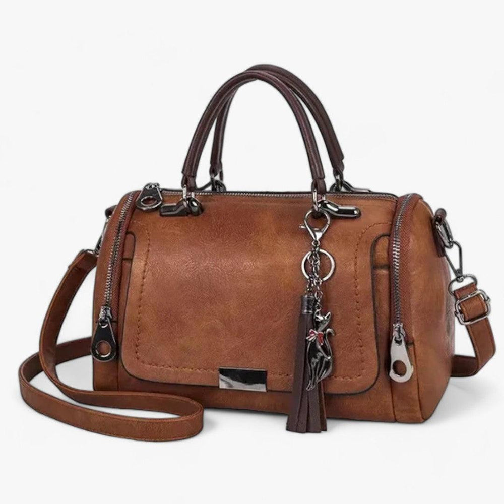 Premium Grote Kwast Leren Handtas-Handtassen-Calora-Bruin-Calora