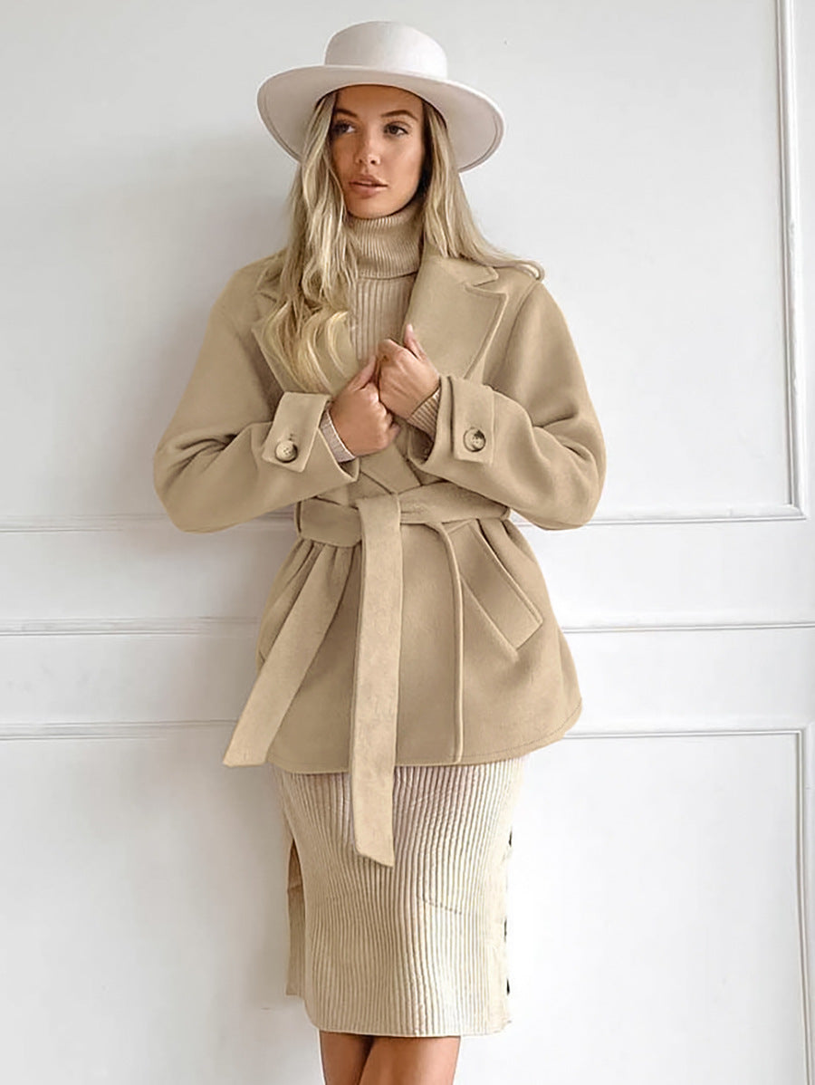 Premium Lente/herfst Trenchcoat met riem-Zomer Jassen-Calora-S-Calora
