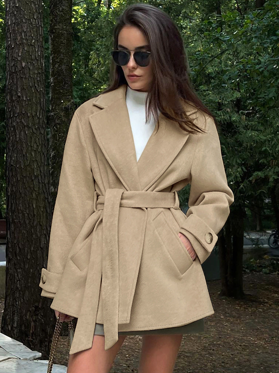Premium Lente/herfst Trenchcoat met riem-Zomer Jassen-Calora-S-Calora