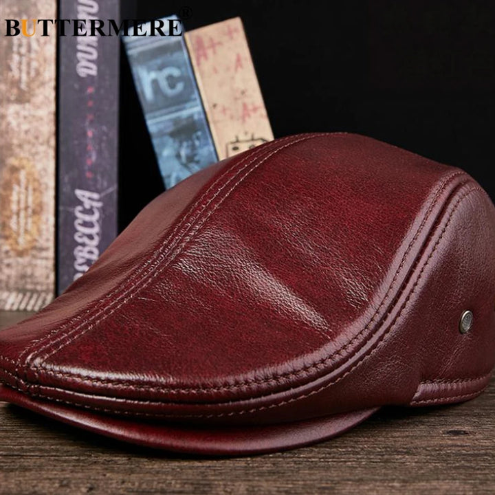 Premium Leren Vintage Beret Pet - Duckbill-Petten-Calora-Zwart-L(56-57 cm)-Calora