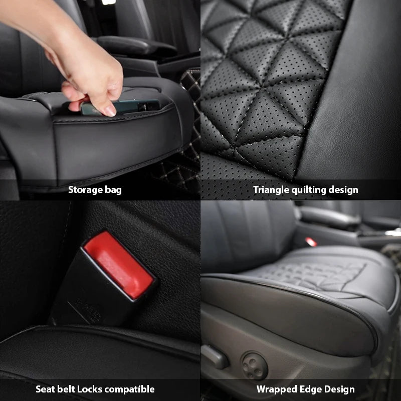 Premium PU Leren Zitting Bescherming | Universele Auto Stoelhoes-Elektronica/Gadgets-Calora-Zwart-Calora