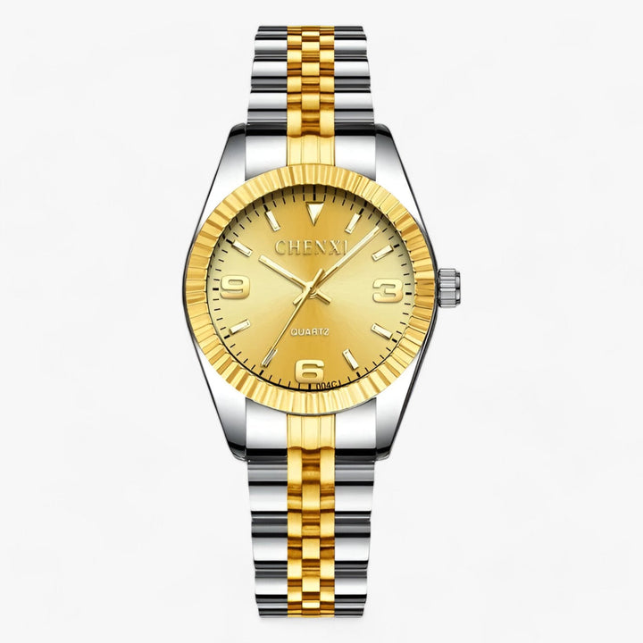 Premium Ronde Gouden Horloges in RVS-Horloges-Calora-Goud Zilver-Calora