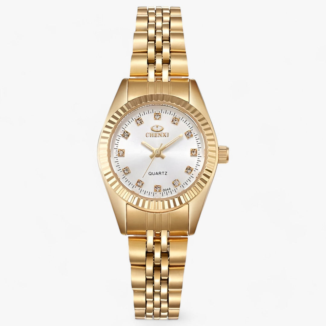 Premium Ronde Gouden Horloges in RVS-Horloges-Calora-Wit Goud-Calora