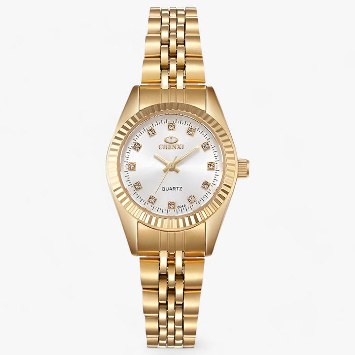 Premium Ronde Gouden Horloges in RVS-Horloges-Calora-Wit Goud-Calora