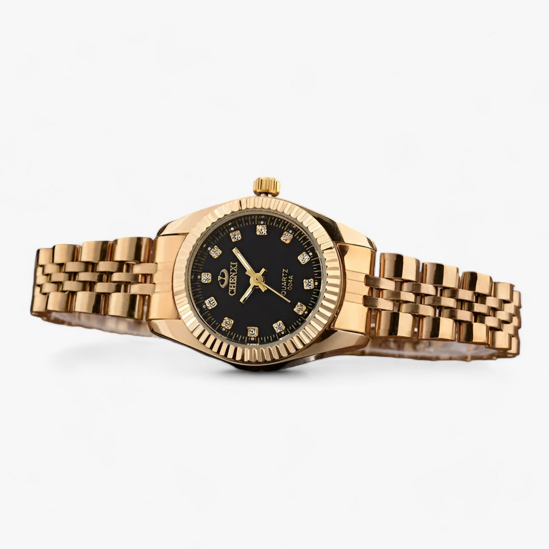 Premium Ronde Gouden Horloges in RVS-Horloges-Calora-Zwart Zilver-Calora