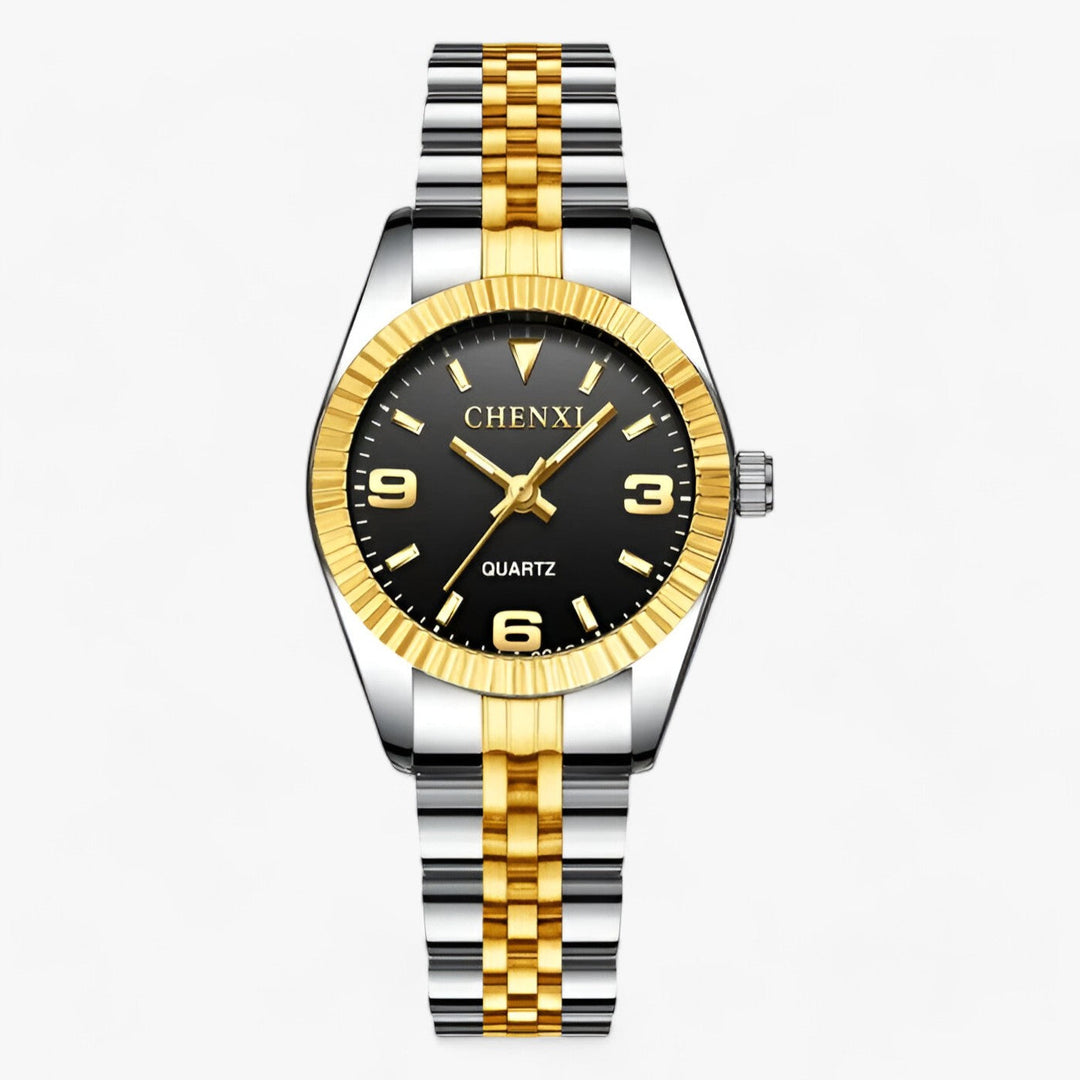 Premium Ronde Gouden Horloges in RVS-Horloges-Calora-Zwart Zilver-Calora