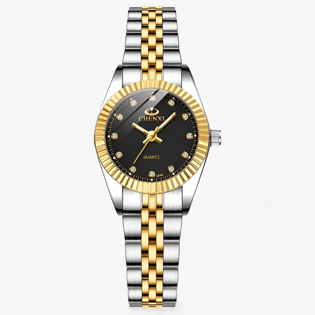 Premium Ronde Gouden Horloges in RVS-Horloges-Calora-Zwart Zilver-Calora