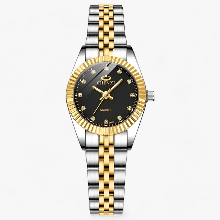 Premium Ronde Gouden Horloges in RVS-Horloges-Calora-Zwart Zilver-Calora