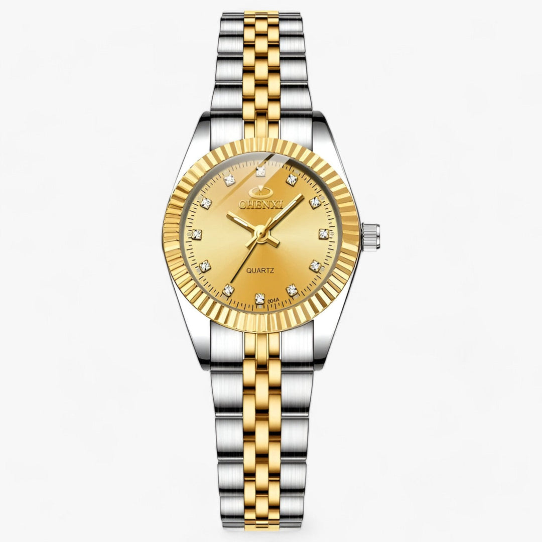 Premium Ronde Gouden Horloges in RVS-Horloges-Calora-Zwart Zilver-Calora