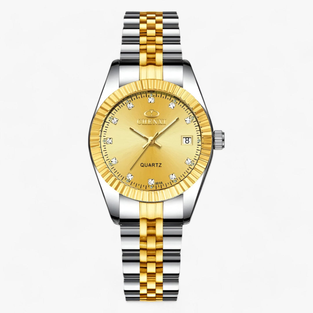 Premium Ronde Gouden Horloges in RVS-Horloges-Calora-Zwart Zilver-Calora