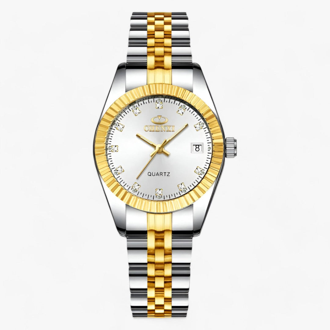 Premium Ronde Gouden Horloges in RVS-Horloges-Calora-Zwart Zilver-Calora