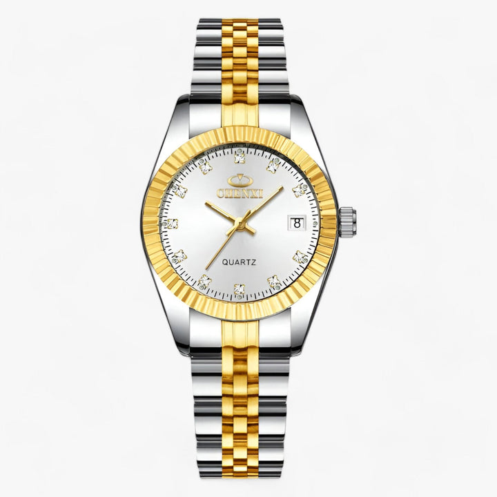 Premium Ronde Gouden Horloges in RVS-Horloges-Calora-Zwart Zilver-Calora
