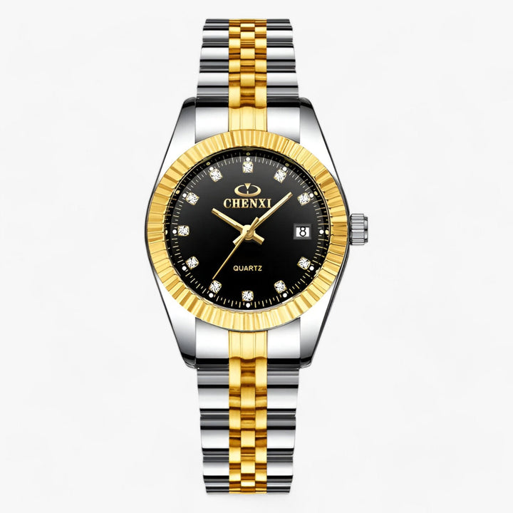 Premium Ronde Gouden Horloges in RVS-Horloges-Calora-Zwart Zilver-Calora