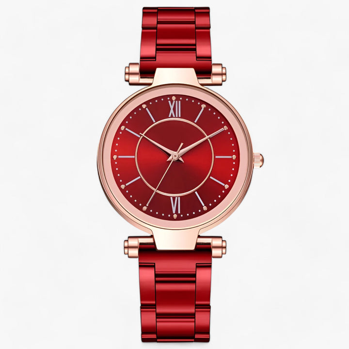 Premium Ronde Horloge RVS-Horloges-Calora-Rood-Calora