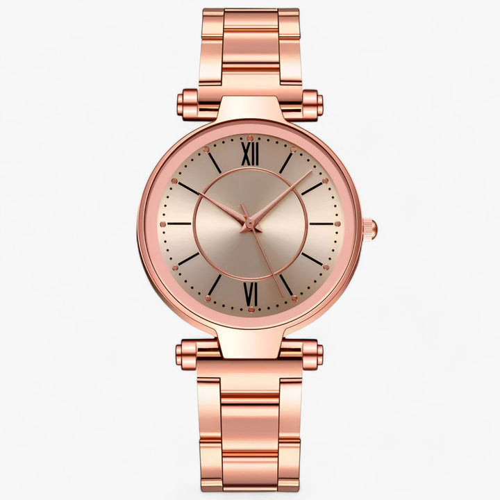 Premium Ronde Horloge RVS-Horloges-Calora-Rosé goud-Calora