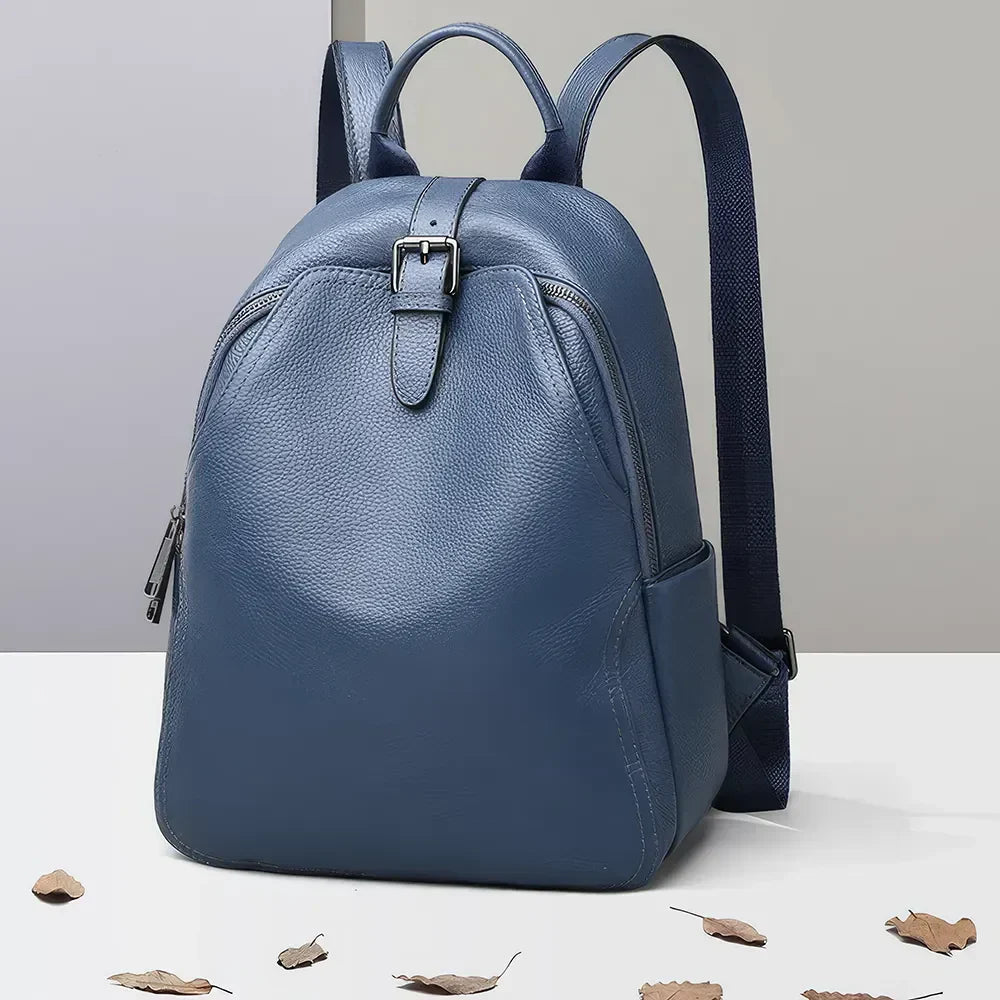 Premium Stijlvolle Compacte Leren Rugzak - Opvouwbaar-Handtassen-Calora-Blauw-Calora