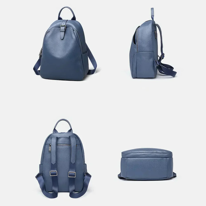 Premium Stijlvolle Compacte Leren Rugzak - Opvouwbaar-Handtassen-Calora-Blauw-Calora