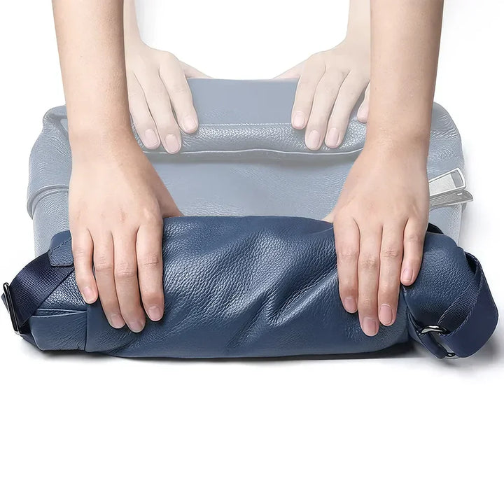 Premium Stijlvolle Compacte Leren Rugzak - Opvouwbaar-Handtassen-Calora-Blauw-Calora