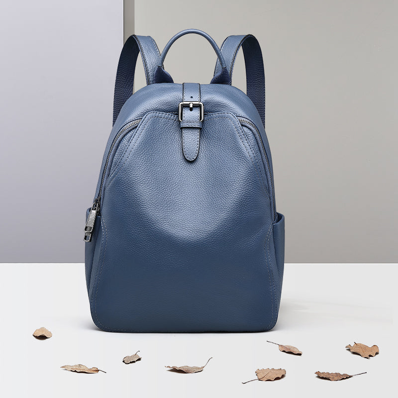 Premium Stijlvolle Compacte Leren Rugzak - Opvouwbaar-Handtassen-Calora-Blauw-Calora