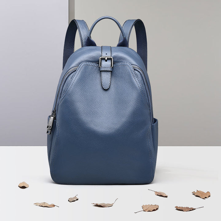 Premium Stijlvolle Compacte Leren Rugzak - Opvouwbaar-Handtassen-Calora-Blauw-Calora