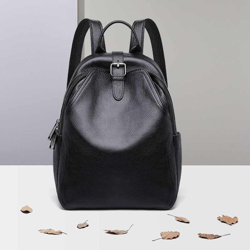 Premium Stijlvolle Compacte Leren Rugzak - Opvouwbaar-Handtassen-Calora-Zwart-Calora
