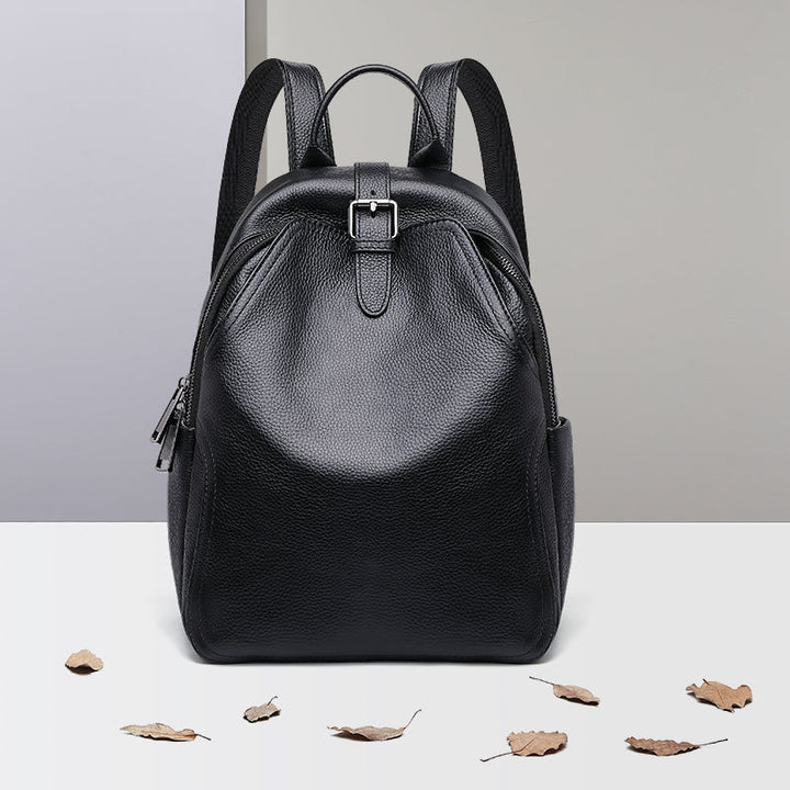 Premium Stijlvolle Compacte Leren Rugzak - Opvouwbaar-Handtassen-Calora-Zwart-Calora