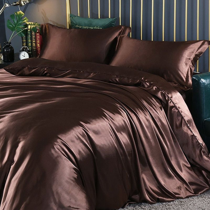 Premium Zijde/Satijnen Beddengoed (4 Stuks)-Home Decor-Calora-Maroon-150cm hoeslaken + Dekbed 200x 230cm + 2x kussensloop-Calora