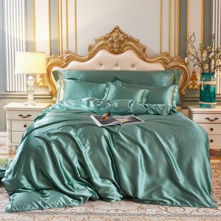 Premium Zijde/Satijnen Beddengoed (4 Stuks)-Home Decor-Calora-Mint-150cm hoeslaken + Dekbed 200x 230cm + 2x kussensloop-Calora