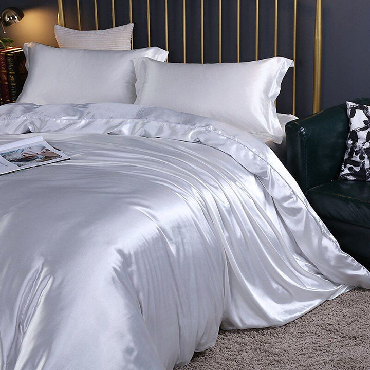 Premium Zijde/Satijnen Beddengoed (4 Stuks)-Home Decor-Calora-Wit-150cm hoeslaken + Dekbed 200x 230cm + 2x kussensloop-Calora