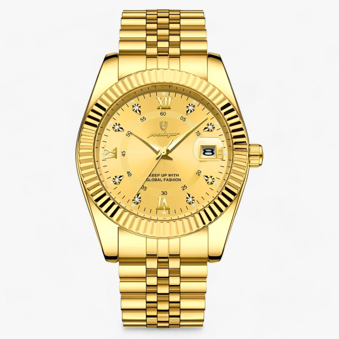 Prestige | Rond Heren Horloge van roestvrij staal-Horloges-Calora-910 Goud Goud-Calora
