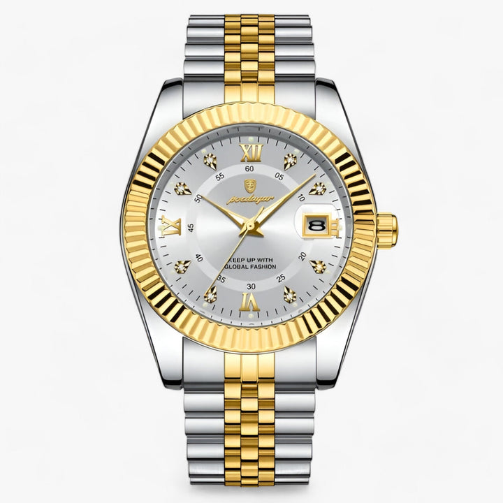 Prestige | Rond Heren Horloge van roestvrij staal-Horloges-Calora-910 Goud Wit-Calora