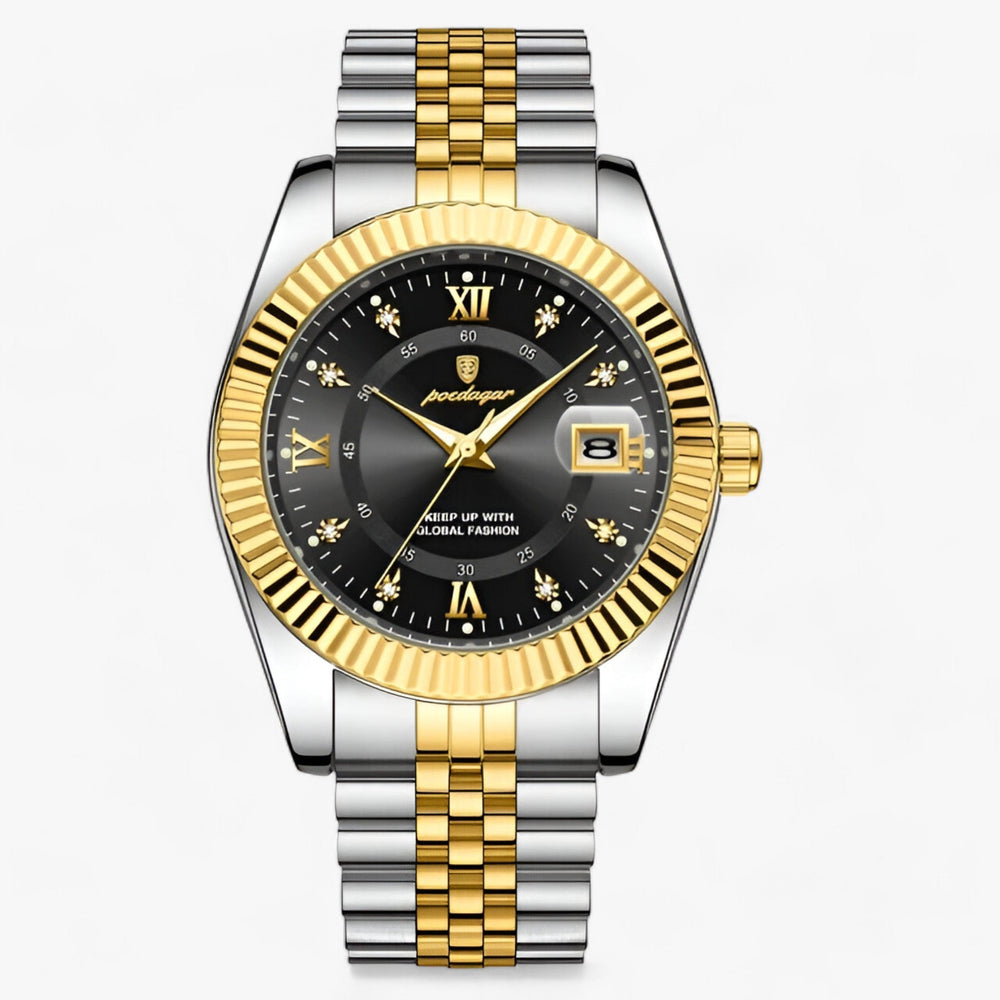 Prestige | Rond Heren Horloge van roestvrij staal-Horloges-Calora-910 Goud Zwart-Calora