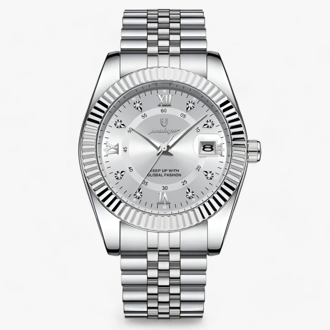 Prestige | Rond Heren Horloge van roestvrij staal-Horloges-Calora-910 Zilver Wit-Calora