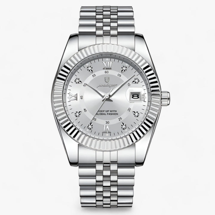 Prestige | Rond Heren Horloge van roestvrij staal-Horloges-Calora-910 Zilver Wit-Calora