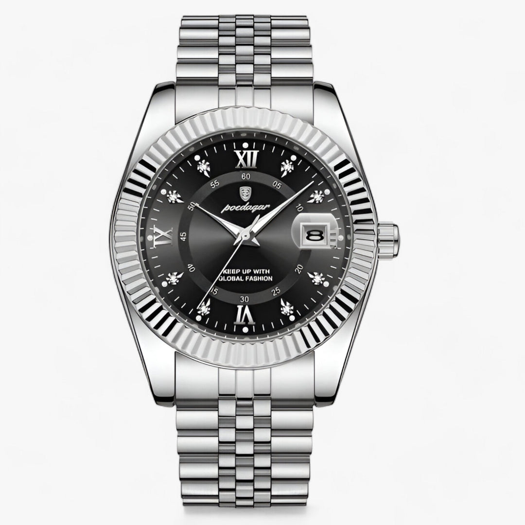 Prestige | Rond Heren Horloge van roestvrij staal-Horloges-Calora-910 Zilver Zwart-Calora
