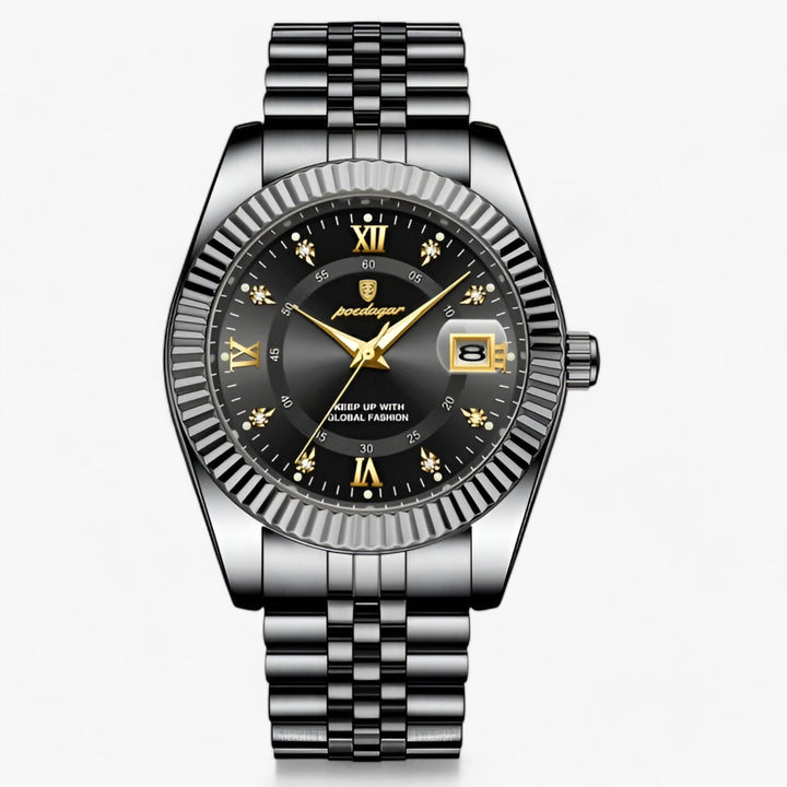 Prestige | Rond Heren Horloge van roestvrij staal-Horloges-Calora-910 Zwart Zwart-Calora