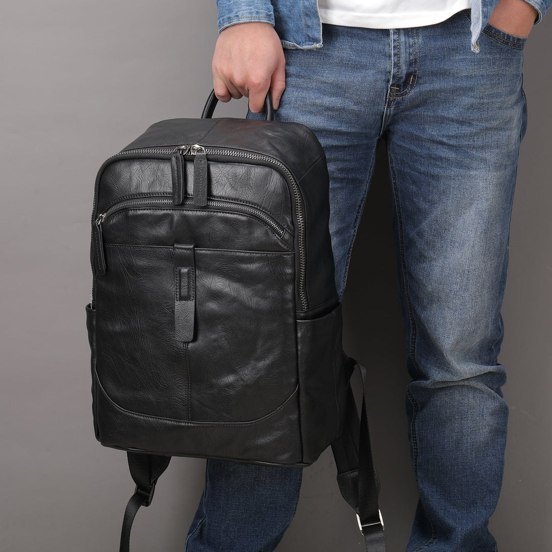 Prestige Voyager Lederen Rugzak tot 15,6 inch-Handtassen-Calora-Zwart-Calora